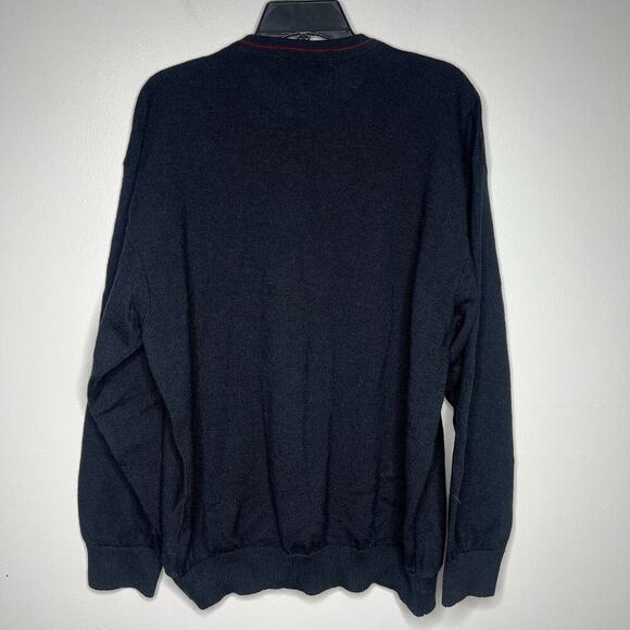 VTG Norm Thompson Wool Leather 3D TEXTURED SWEATER XL Coogi Style Biggie Cosby - Picture 7 of 9